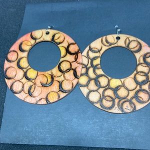 Woodburned and watercolored earrings yellow and red